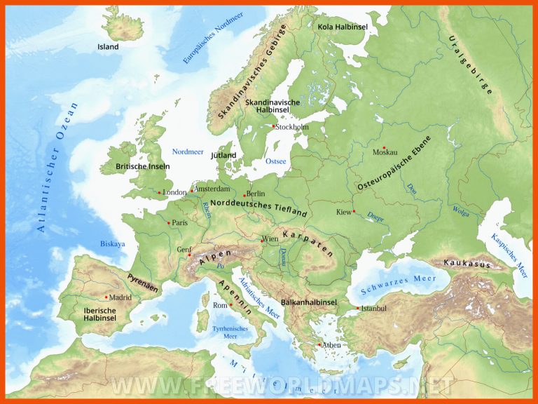 Europakarten - Freeworldmaps.net für gebirge und flüsse europas arbeitsblatt kostenlos