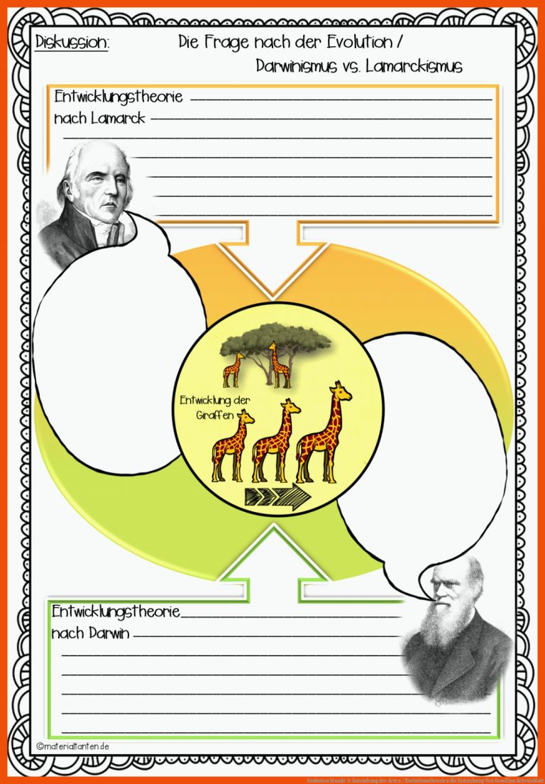 Evolution Stunde 3: Entstehung der Arten / Evolutionstheorien für entstehung von fossilien arbeitsblatt