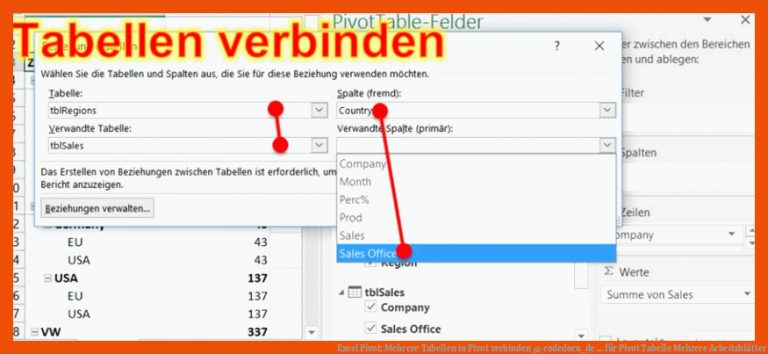 Excel Pivot: Mehrere Tabellen in Pivot verbinden @ codedocu_de ... für pivot tabelle mehrere arbeitsblätter