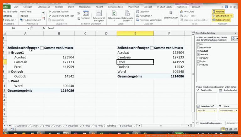 Excel - Pivot Tutorial 6a - Gruppierung Vs Mehrere Pivot-tabellen Fuer Pivot Tabelle Mehrere Arbeitsblätter