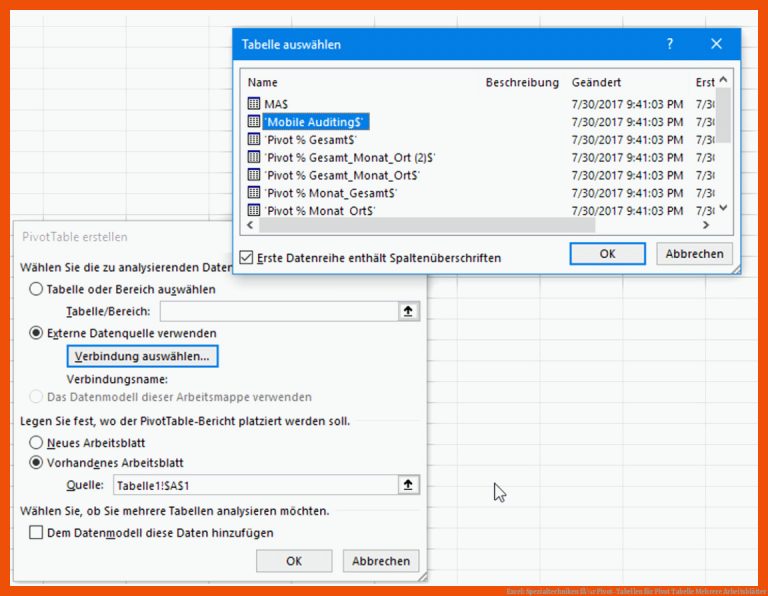 Excel: Spezialtechniken FÃ¼r Pivot-tabellen Fuer Pivot Tabelle Mehrere Arbeitsblätter