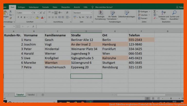 Excel: Tabellen Vergleichen (tutorial) Fuer Excel Arbeitsblätter Vergleichen