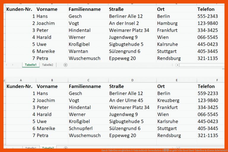 Excel: Tabellen vergleichen & Unterschiede hervorheben â so geht's für excel zwei tabellen in einem arbeitsblatt