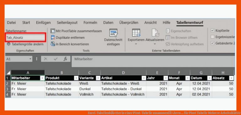 Excel-tabellenblÃ¤tter In Einer Pivot-tabelle ZusammenfÃ¼hren ... Fuer Pivot Tabelle Mehrere Arbeitsblätter