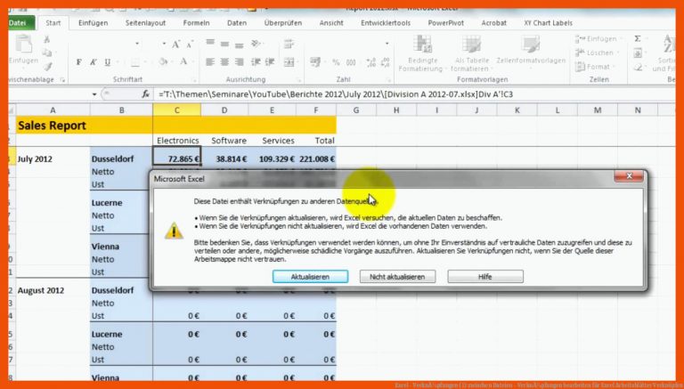 Excel - VerknÃ¼pfungen (1) zwischen Dateien - VerknÃ¼pfungen bearbeiten für excel arbeitsblätter verknüpfen
