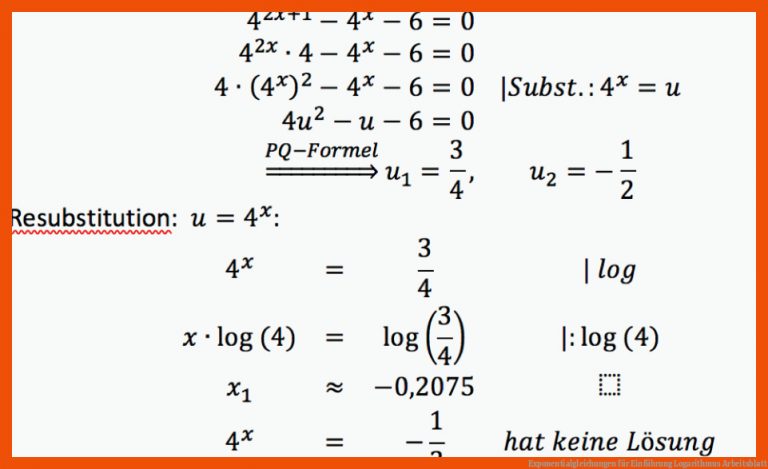 Exponentialgleichungen Fuer Einführung Logarithmus Arbeitsblatt