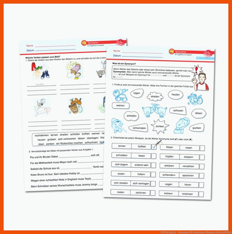 Extra Digital - Synonymo Fuer Synonyme übungen Arbeitsblätter