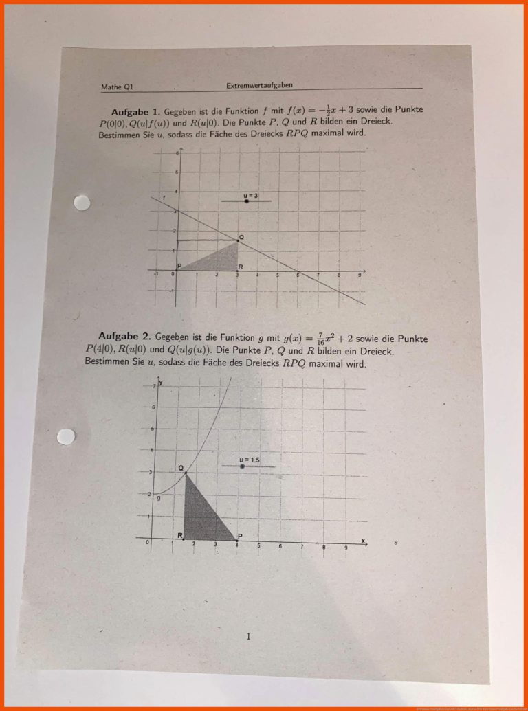 Extremwertaufgaben Dreieck? (schule, Mathe) Fuer Extremwertaufgaben Arbeitsblatt