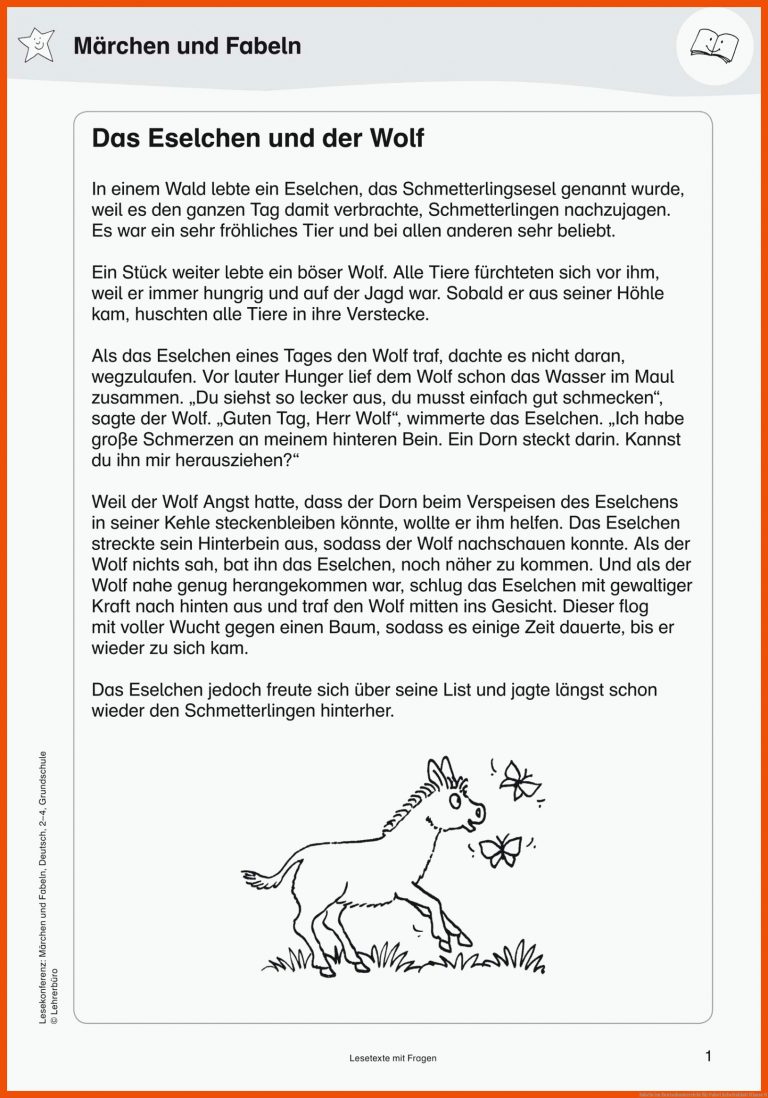 Fabeln im Deutschunterricht für fabel arbeitsblatt klasse 6