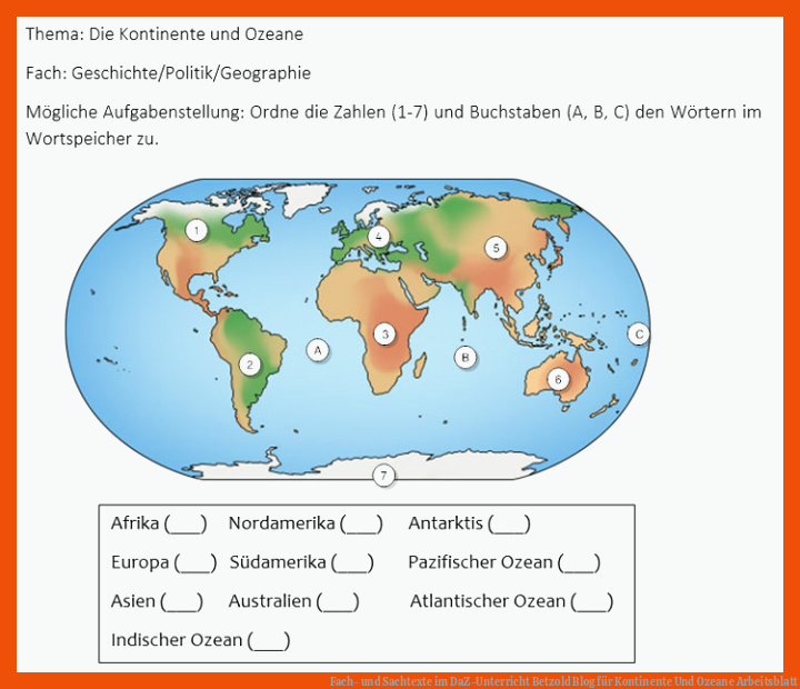 Fach- und Sachtexte im DaZ-Unterricht | Betzold Blog für kontinente und ozeane arbeitsblatt