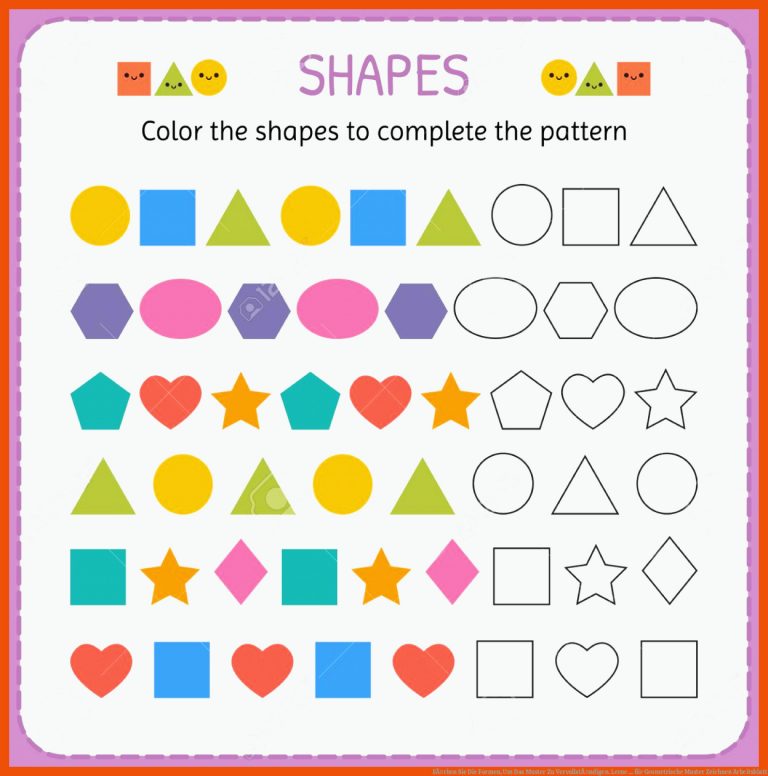 FÃ¤rben Sie Die Formen, Um Das Muster Zu VervollstÃ¤ndigen. Lerne ... für geometrische muster zeichnen arbeitsblatt