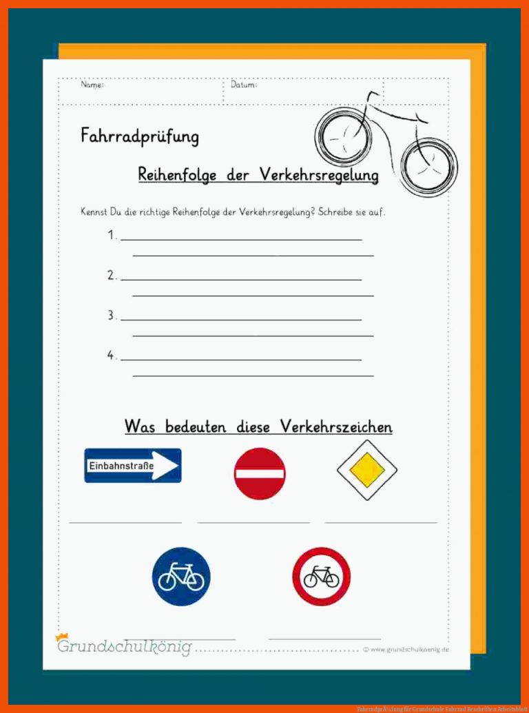 FahrradprÃ¼fung für grundschule fahrrad beschriften arbeitsblatt