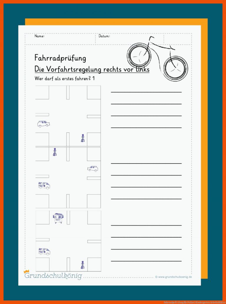 FahrradprÃ¼fung für polizei kindergarten arbeitsblätter