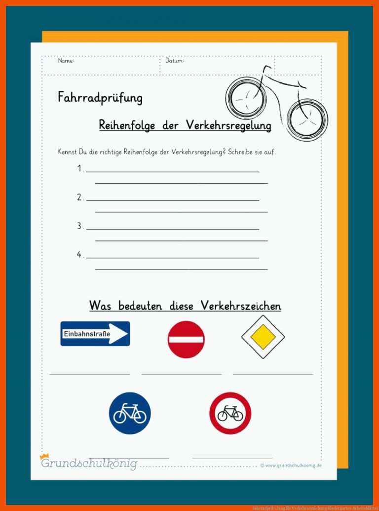 FahrradprÃ¼fung für verkehrserziehung kindergarten arbeitsblätter