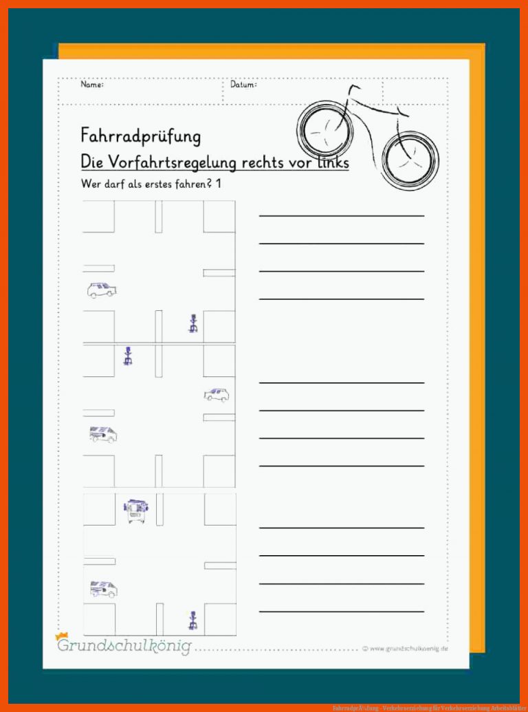 FahrradprÃ¼fung - Verkehrserziehung Fuer Verkehrserziehung Arbeitsblätter