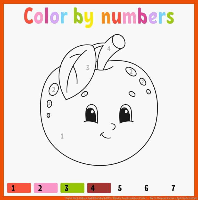 Farbe Nach Zahlen Apfel Farbbuch FÃ¼r Kinder Fruchtzeichen Vector ... für in meinem kleinen apfel arbeitsblatt