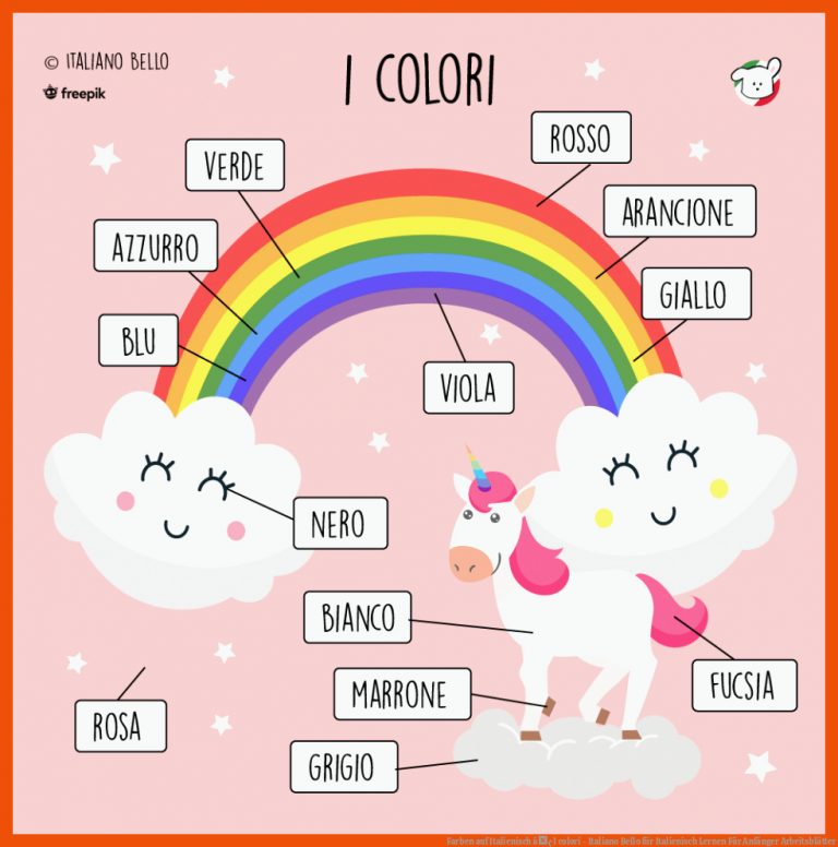 Farben auf Italienisch â¢ I colori - Italiano Bello für italienisch lernen für anfänger arbeitsblätter