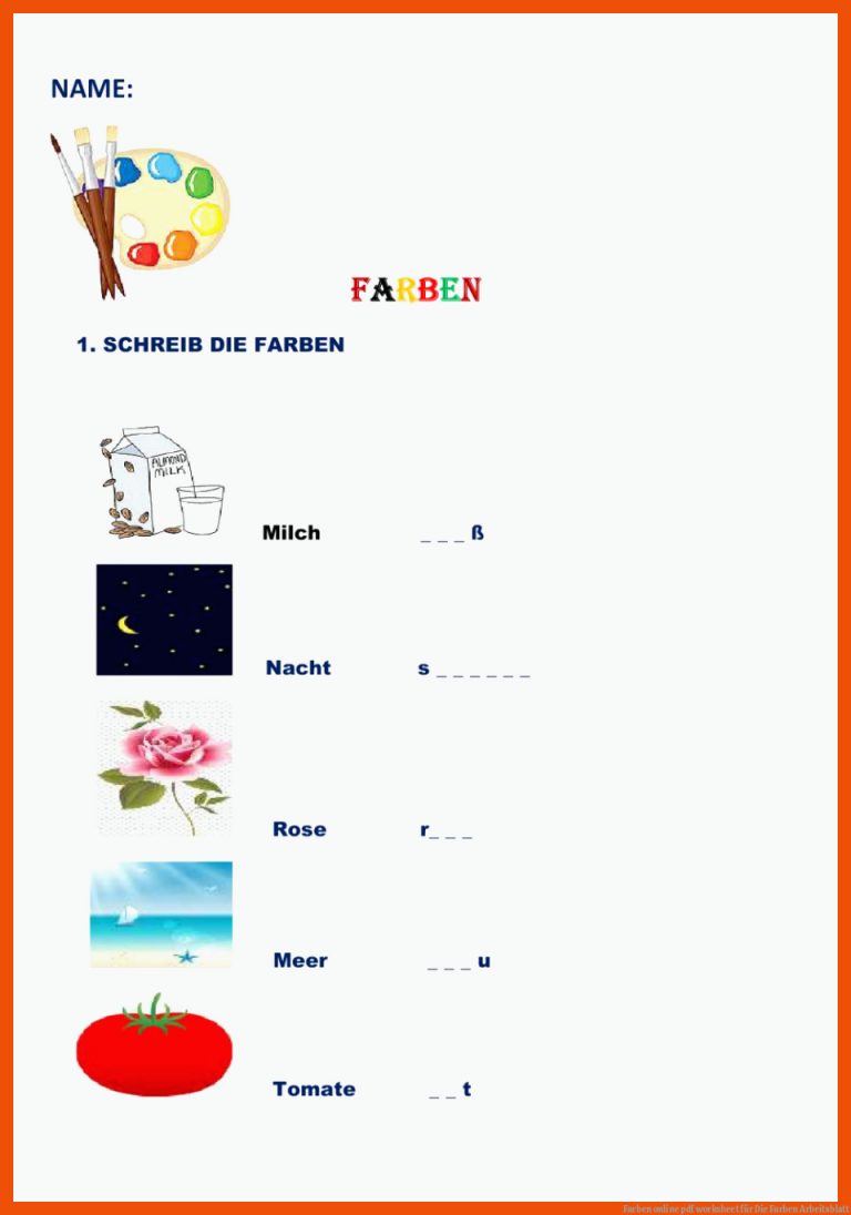 Farben online pdf worksheet für die farben arbeitsblatt