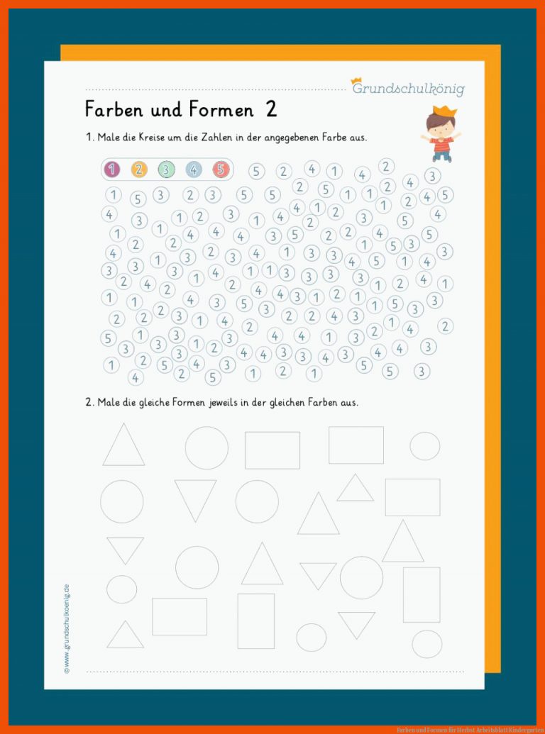 Farben und Formen für herbst arbeitsblatt kindergarten