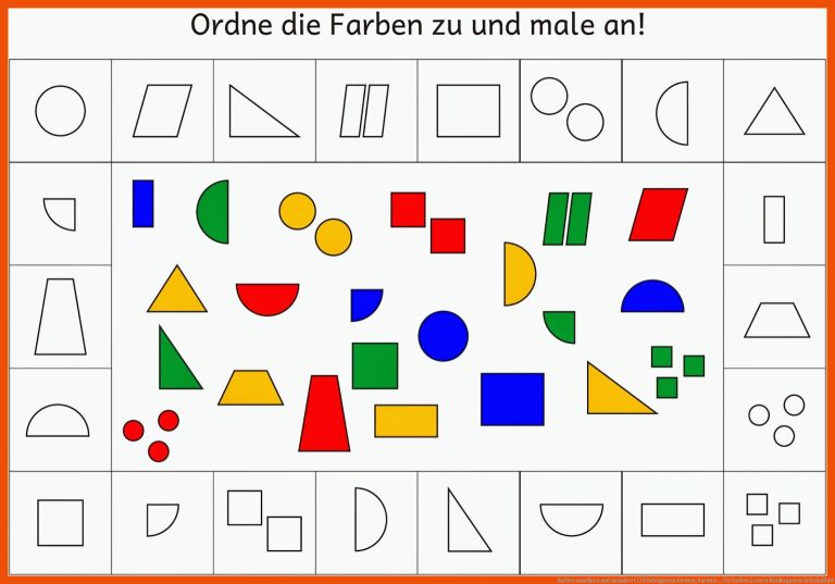 Farben zuordnen und anmalen (1) | Kindergarten formen, Formen ... für farben lernen kindergarten arbeitsblatt