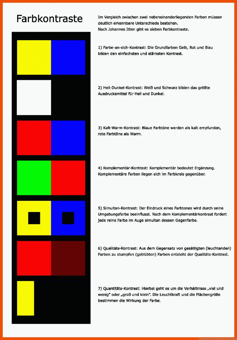 Farbkontraste Fuer Farbkontraste Arbeitsblatt