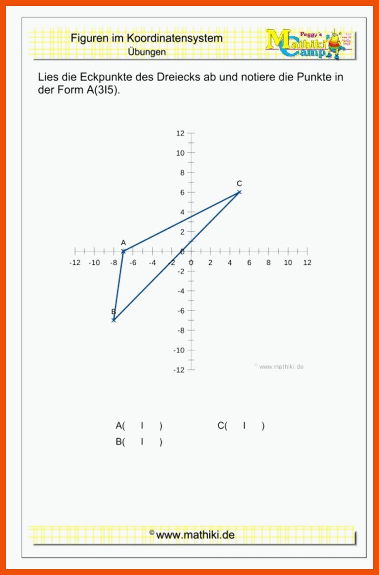 Figuren im Koordinatensystem (IV) (Klasse 5/6) - mathiki.de in ... für figuren im koordinatensystem zeichnen arbeitsblatt