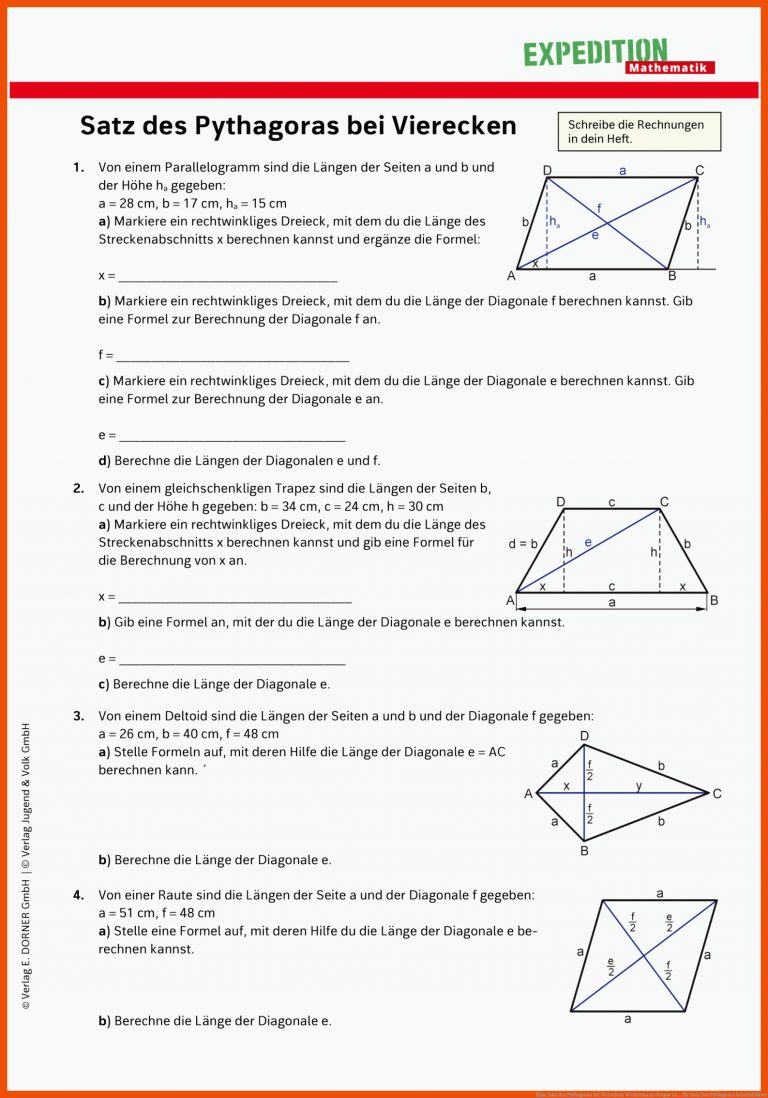 Film: Satz des Pythagoras bei Vierecken: Westermann Gruppe in ... für satz des pythagoras arbeitsblätter