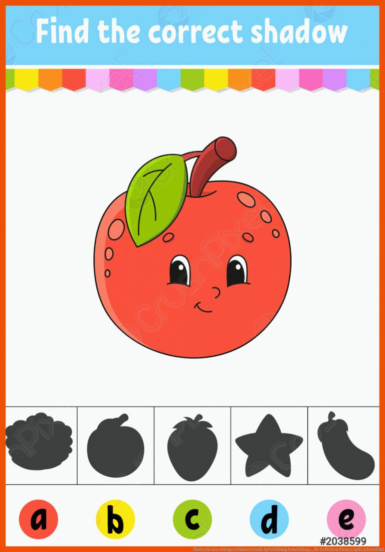 Finden Sie Den Richtigen Schatten Frucht Apfel Bildung Entwicklung ... Fuer In Meinem Kleinen Apfel Arbeitsblatt