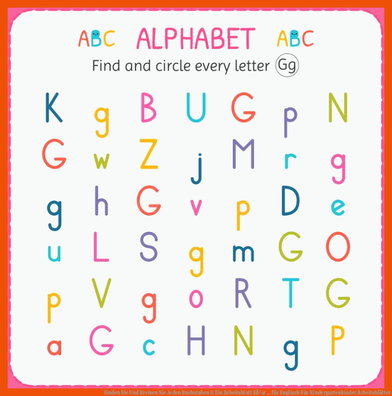 Finden Sie Und Kreisen Sie Jeden Buchstaben G Ein Arbeitsblatt FÃ¼r ... für englisch für kindergartenkinder arbeitsblätter