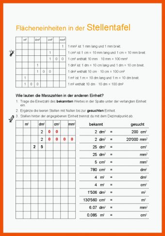 Flächeneinheiten Umrechnen Arbeitsblatt Pdf