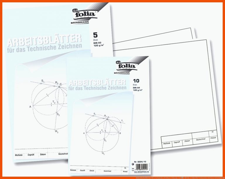 Folia ArbeitsblÃ¤tter fÃ¼r technisches Zeichnen 120g/qm, weiÃ, DIN A4, 10 Blatt für technisches zeichnen arbeitsblätter