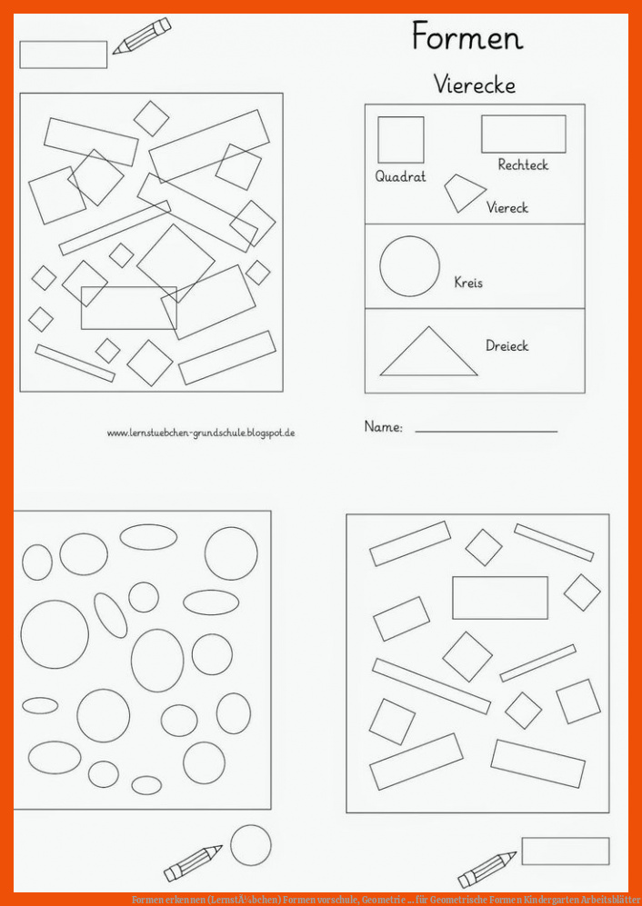Formen erkennen (LernstÃ¼bchen) | Formen vorschule, Geometrie ... für geometrische formen kindergarten arbeitsblätter