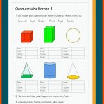 Formen Und KÃ¶rper Fuer Geometrische Körper 4 Klasse Arbeitsblätter