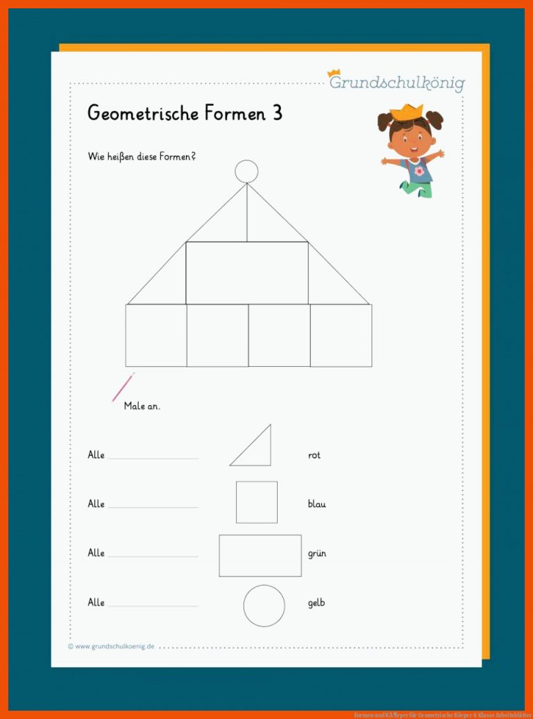 Formen und KÃ¶rper für geometrische körper 4 klasse arbeitsblätter