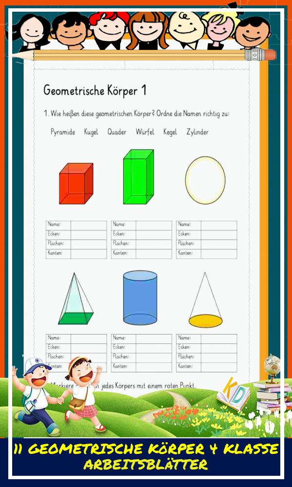 11 Geometrische Körper 4 Klasse Arbeitsblätter