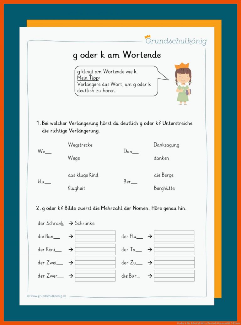G Oder K Fuer Arbeitsblätter Deutsch Grammatik 5 Klasse
