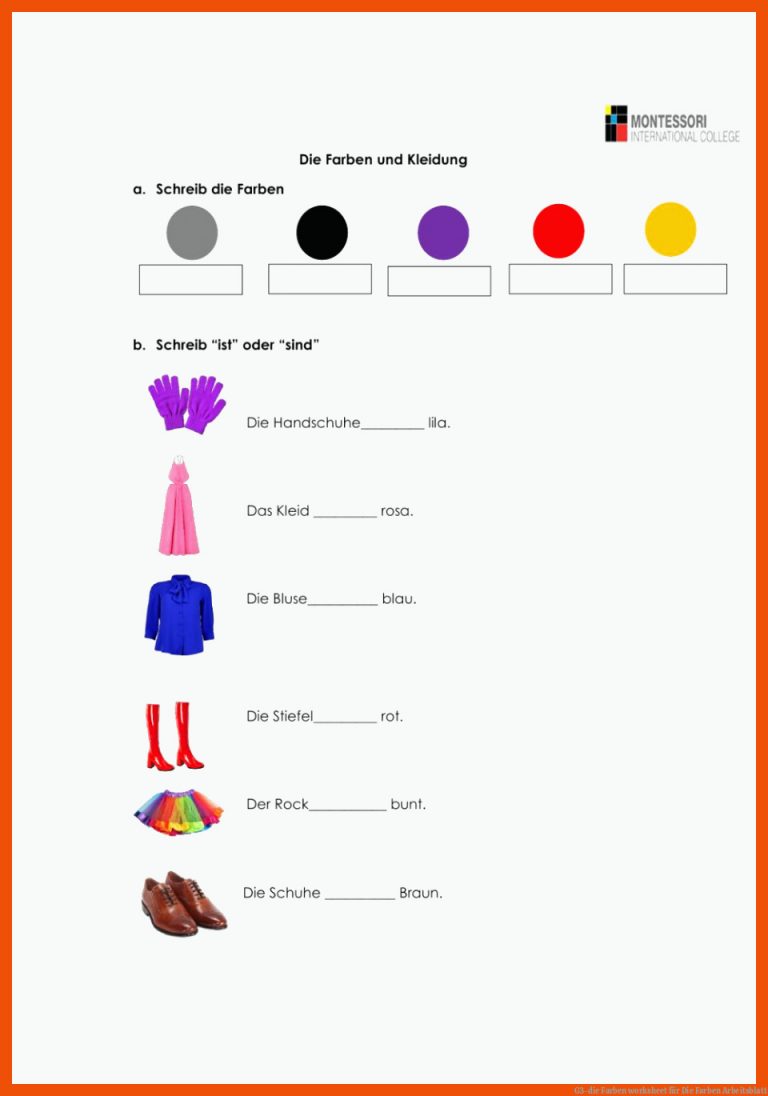 G3-die Farben worksheet für die farben arbeitsblatt