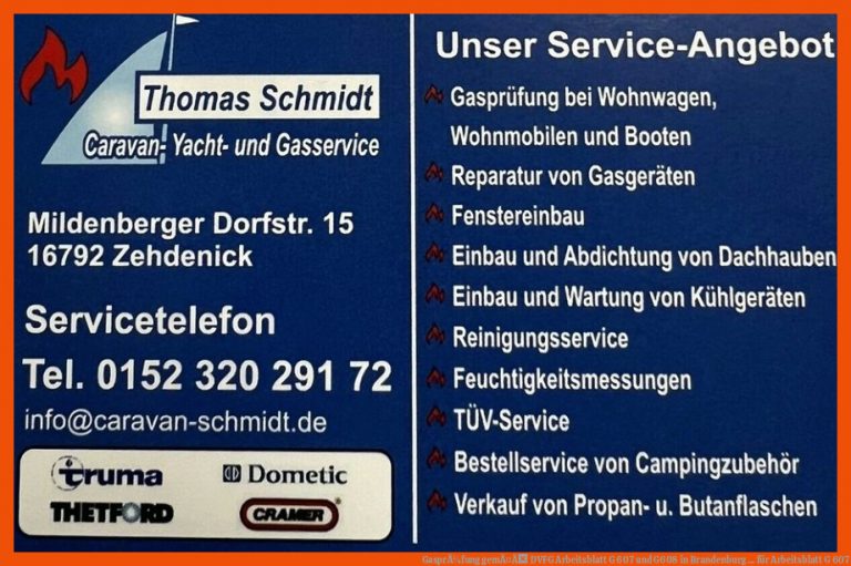 GasprÃ¼fung gemÃ¤Ã DVFG Arbeitsblatt G 607 und G608 in Brandenburg ... für arbeitsblatt g 607