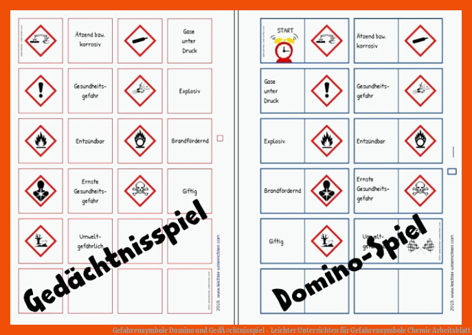 Gefahrensymbole Domino und GedÃ¤chtnisspiel - Leichter Unterrichten für gefahrensymbole chemie arbeitsblatt