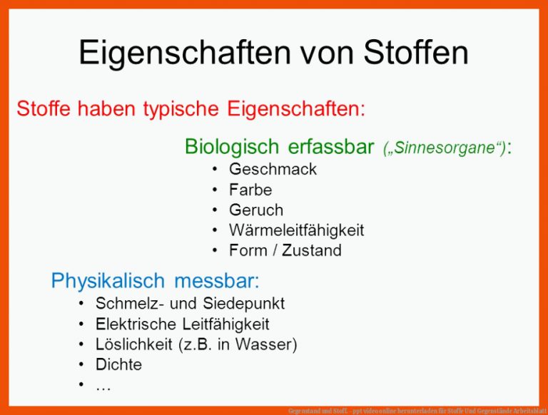 Gegenstand und Stoff. - ppt video online herunterladen für stoffe und gegenstände arbeitsblatt