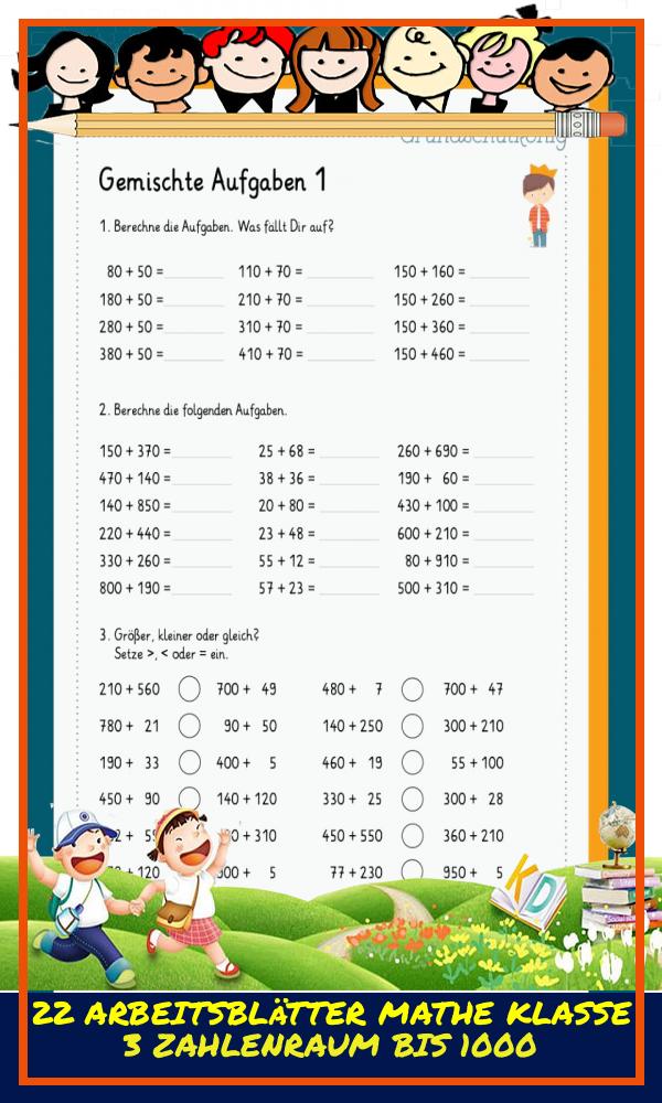 22 Arbeitsblätter Mathe Klasse 3 Zahlenraum Bis 1000