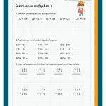 Gemischte Aufgaben: Addieren / Subtrahieren Im Zahlenraum 1000 Fuer Mathematik Arbeitsblätter 3. Klasse