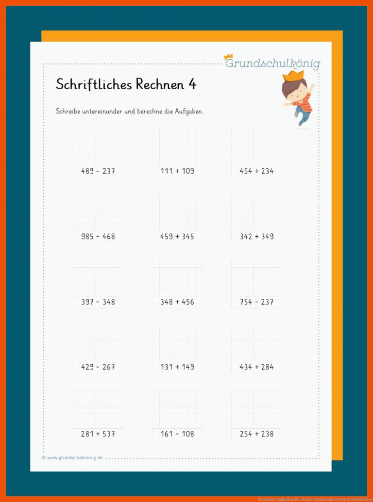 Gemischte Aufgaben für mathe grundrechenarten arbeitsblätter