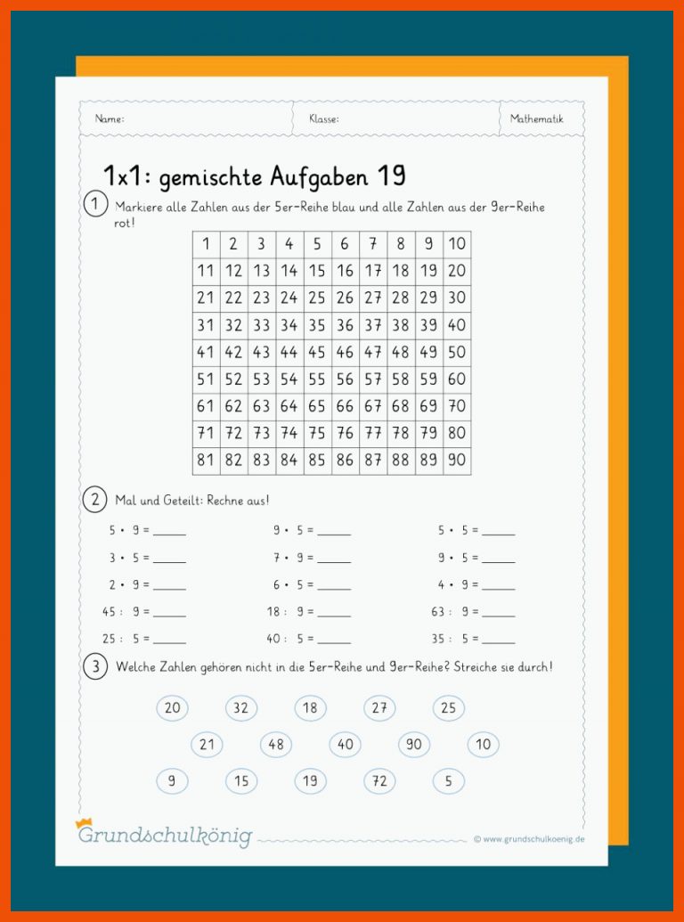 Gemischte Aufgaben zum 1x1 für großes 1x1 arbeitsblätter