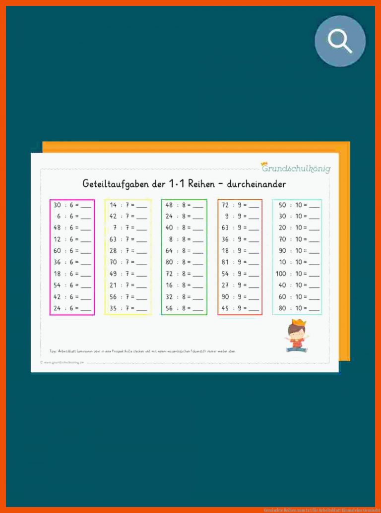Gemischte Reihen Zum 1x1 Fuer Arbeitsblatt Einmaleins Gemischt