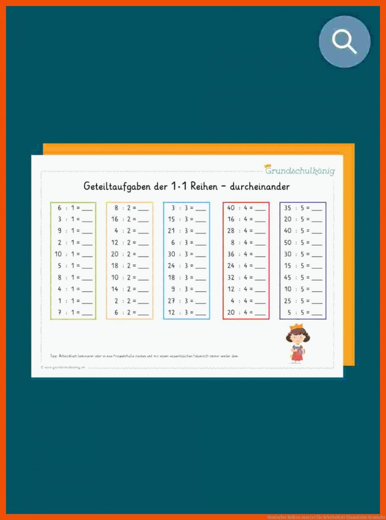 Gemischte Reihen Zum 1x1 Fuer Arbeitsblatt Einmaleins Gemischt