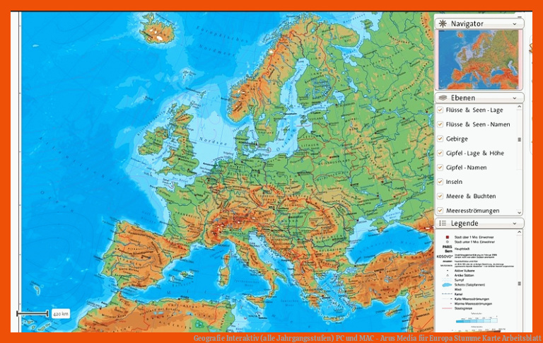 Geografie Interaktiv (alle Jahrgangsstufen) PC und MAC - Arus Media für europa stumme karte arbeitsblatt