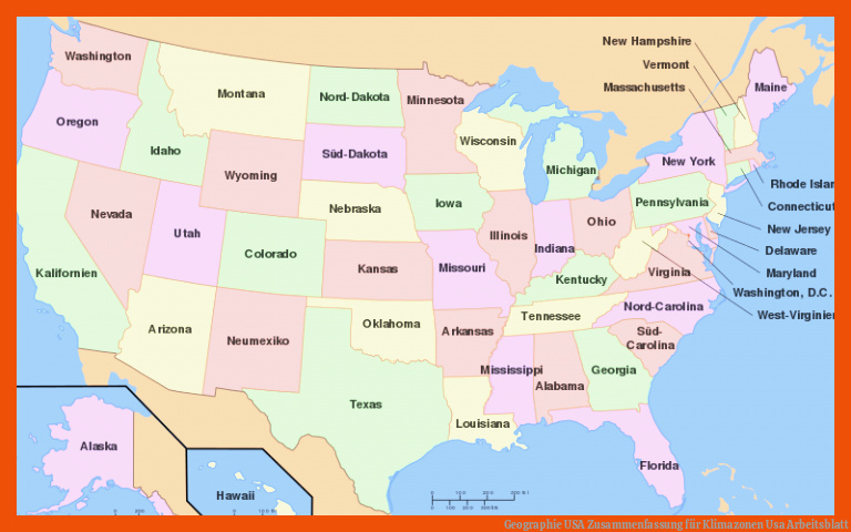 Geographie USA Zusammenfassung für klimazonen usa arbeitsblatt