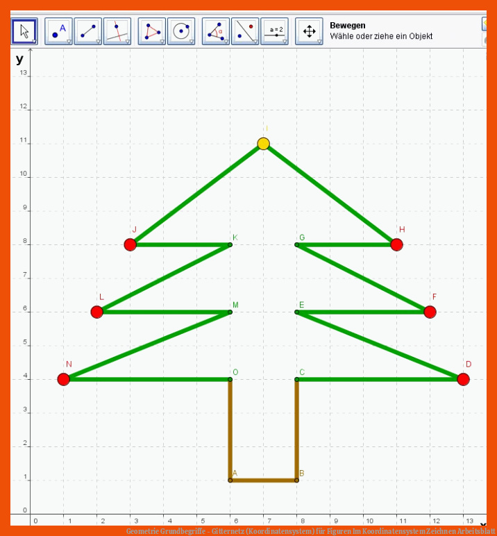 Geometrie Grundbegriffe - Gitternetz (Koordinatensystem) für figuren im koordinatensystem zeichnen arbeitsblatt