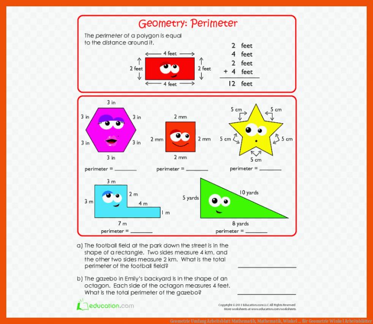 Geometrie Umfang Arbeitsblatt Mathematik, Mathematik, Winkel ... für geometrie winkel arbeitsblätter